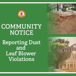 Community Notice – Reporting Dust and Leaf Blower Violations
